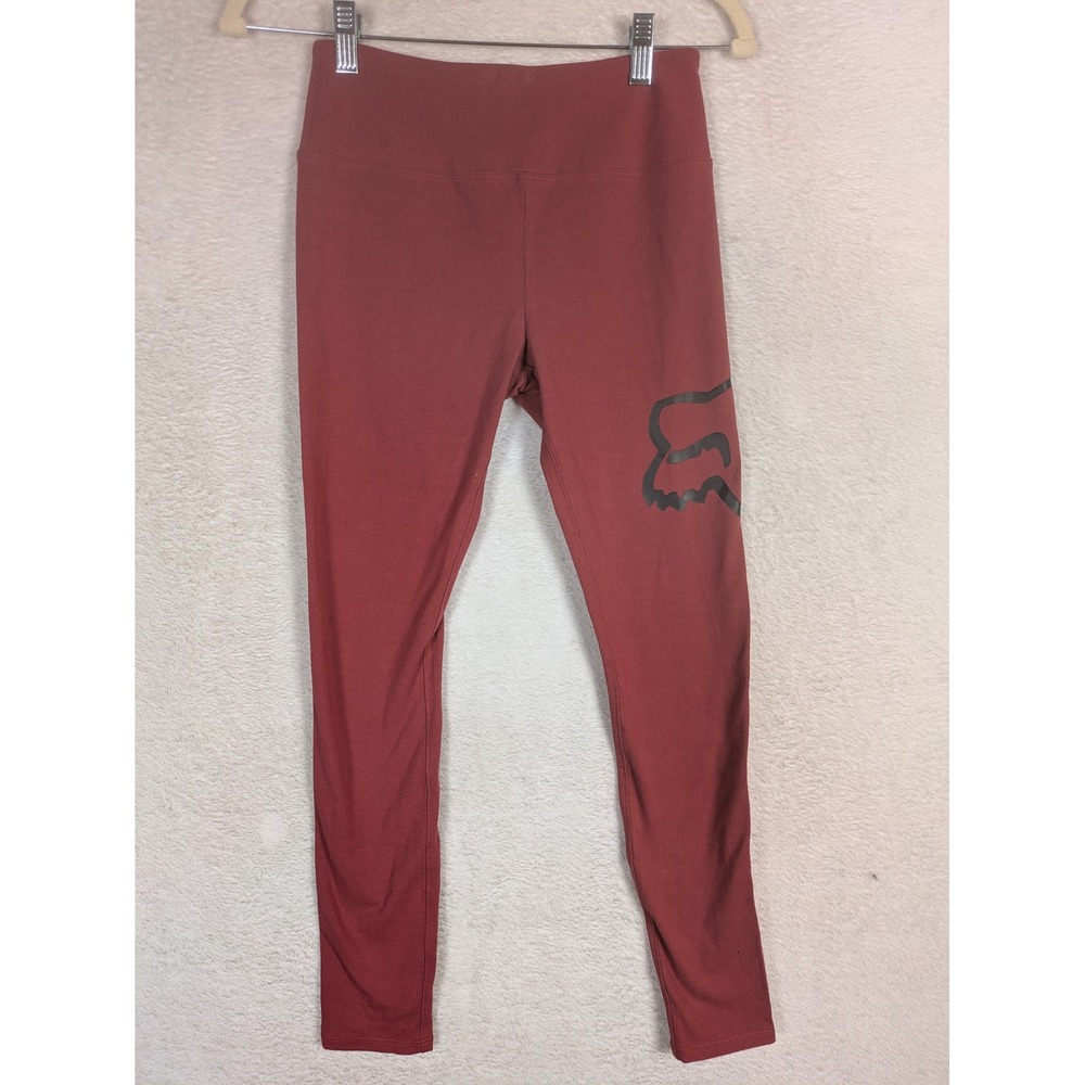 Fox Racing Leggings Women's S Rust Red High Rise Logo Activewear Slim Fit